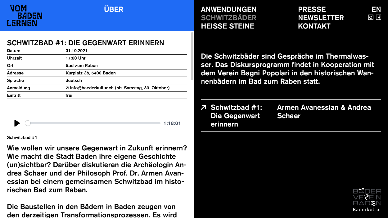 Screenshot der Webseite baederkultur.ch.
